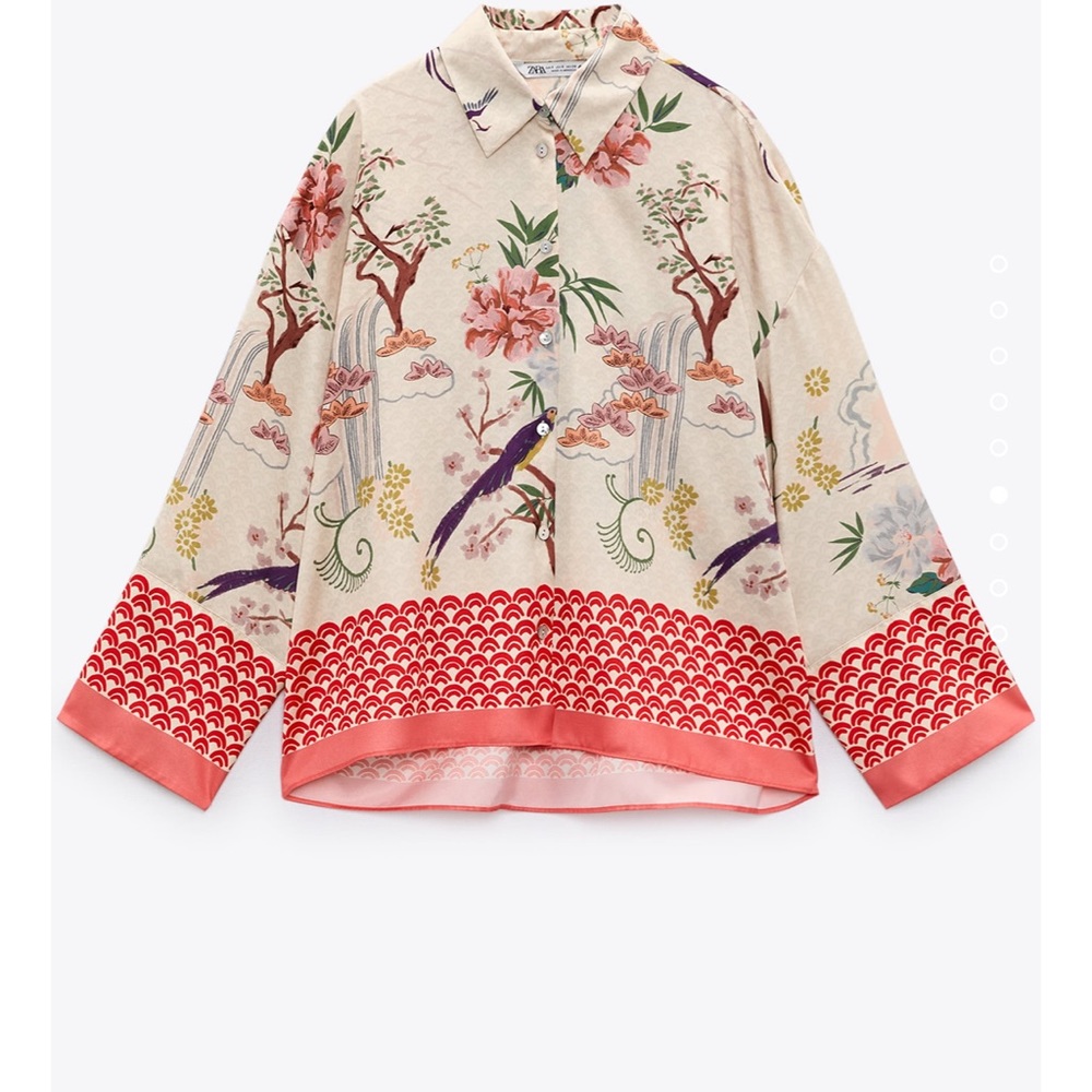 Zara satil floral shirt size M